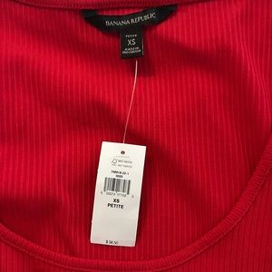 Banana Republic Ribbed Midi Scoop-Neck T-Shirt Dress, Red size xs petite $98 NWT